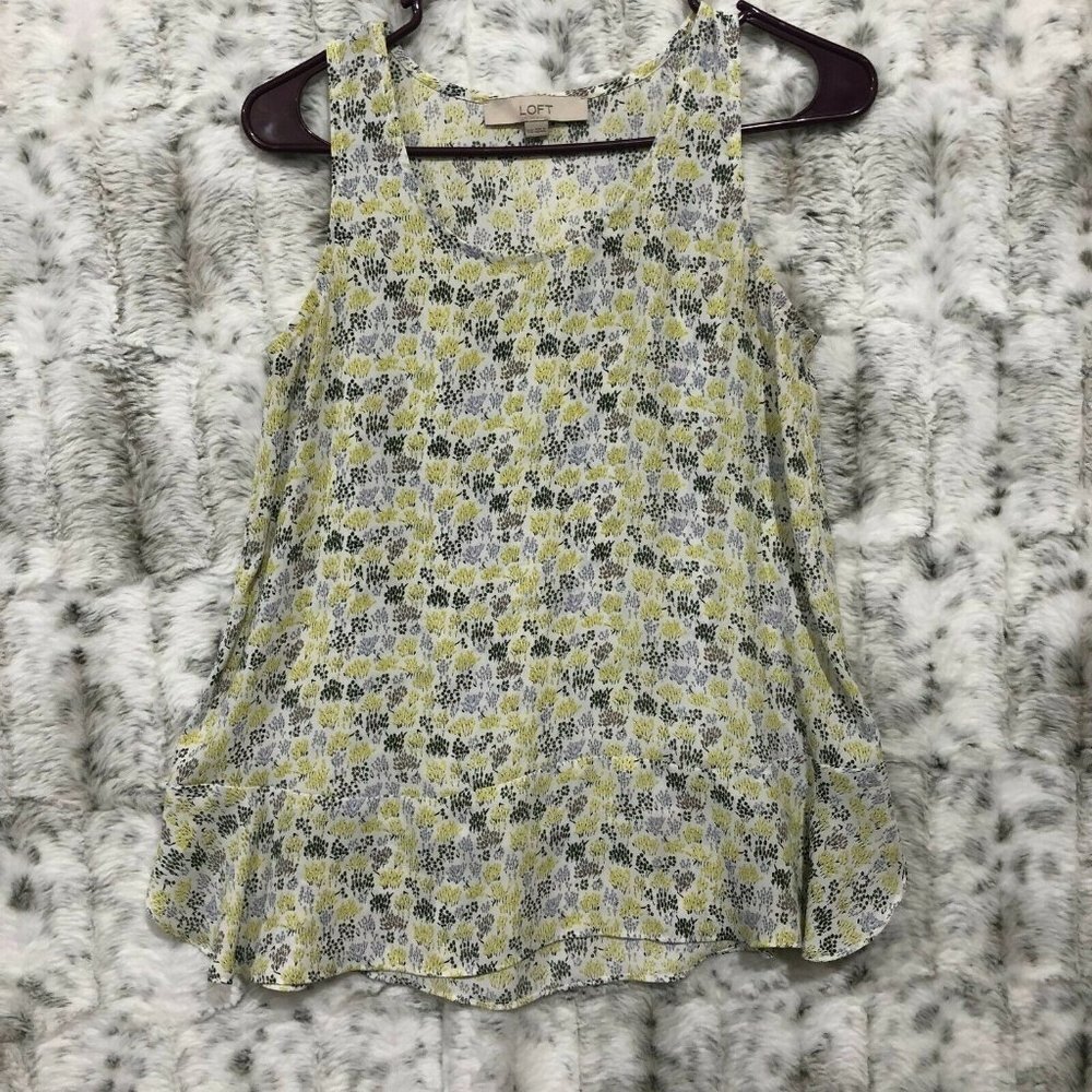Loft Ann Taylor Size XXS Women’s Sleeveless Tank Top White with Ruffle